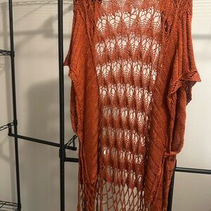 Kori Rust Knit Open-Front Cardigan